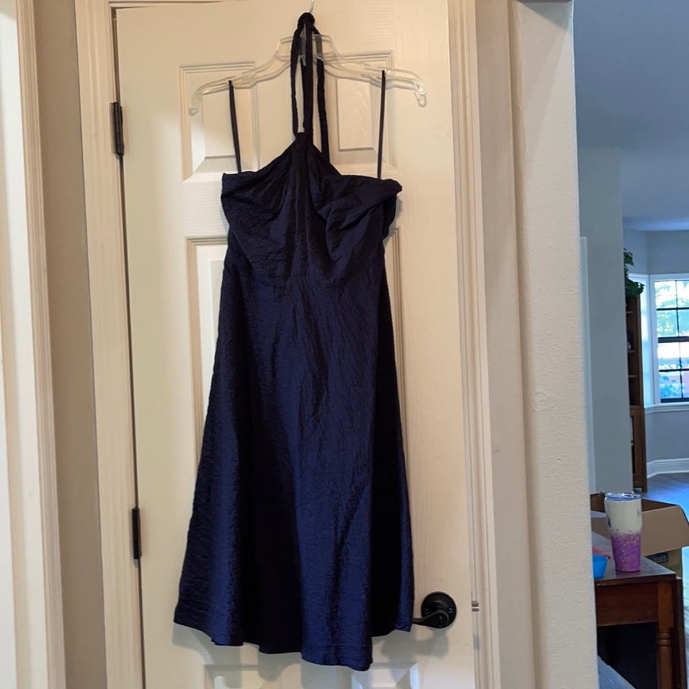 Strapless Crêpe dress, navy